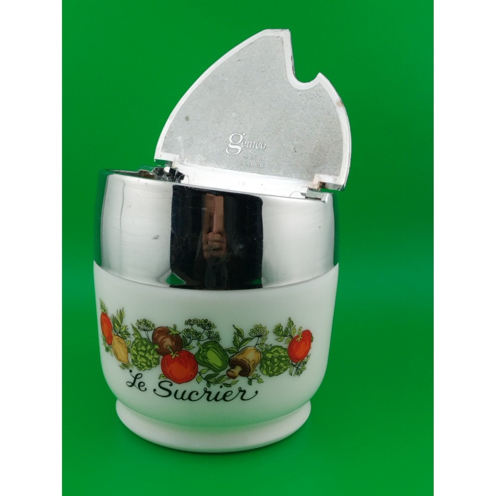 Vintage Corningware Spice of Life Gemco Sugar bowl Le Sucrier Milk glass